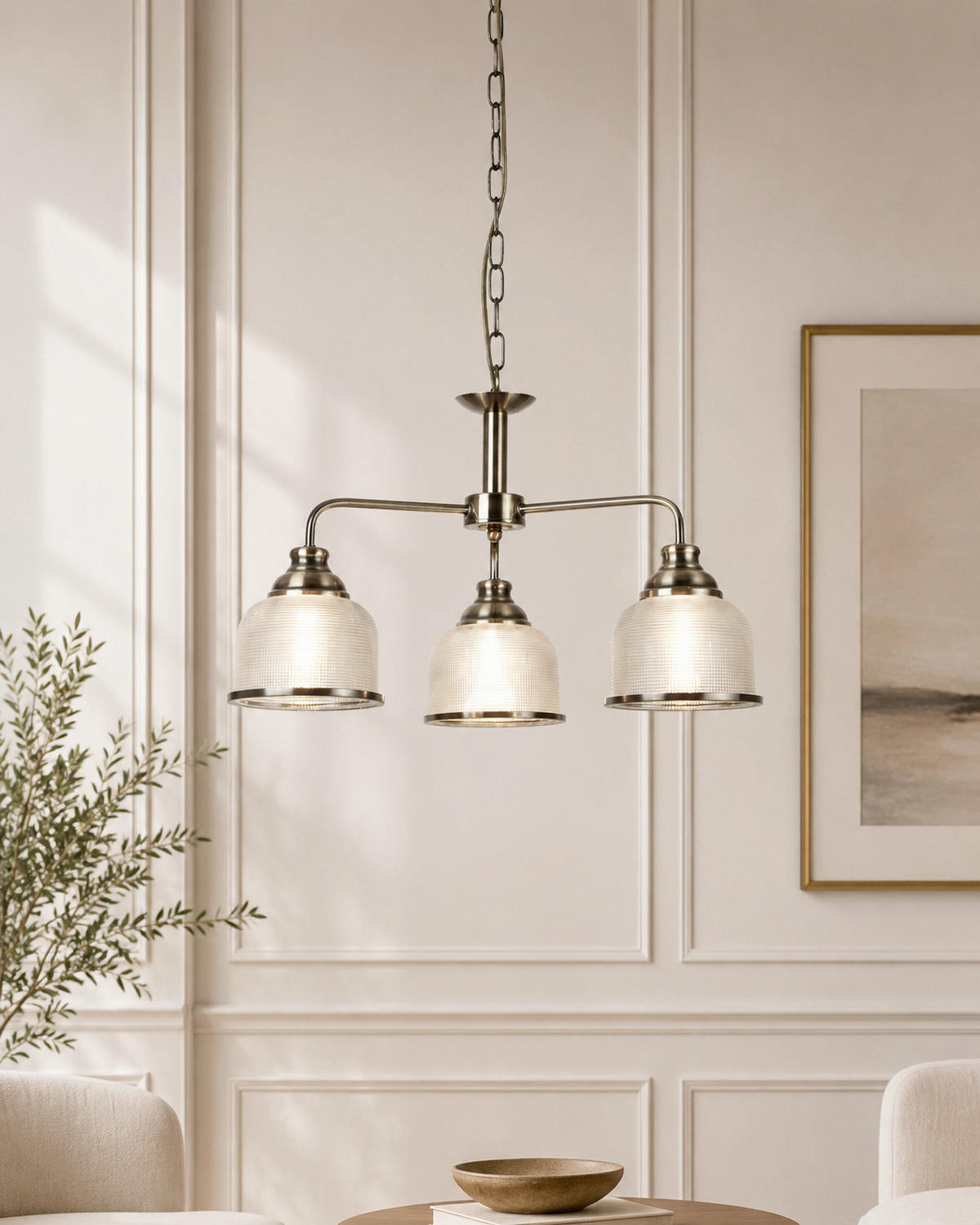 HÄNGELEUCHTE Bistro II 56/120/56 cm  - Messingfarben, KONVENTIONELL, Glas/Metall (56/120/56cm)