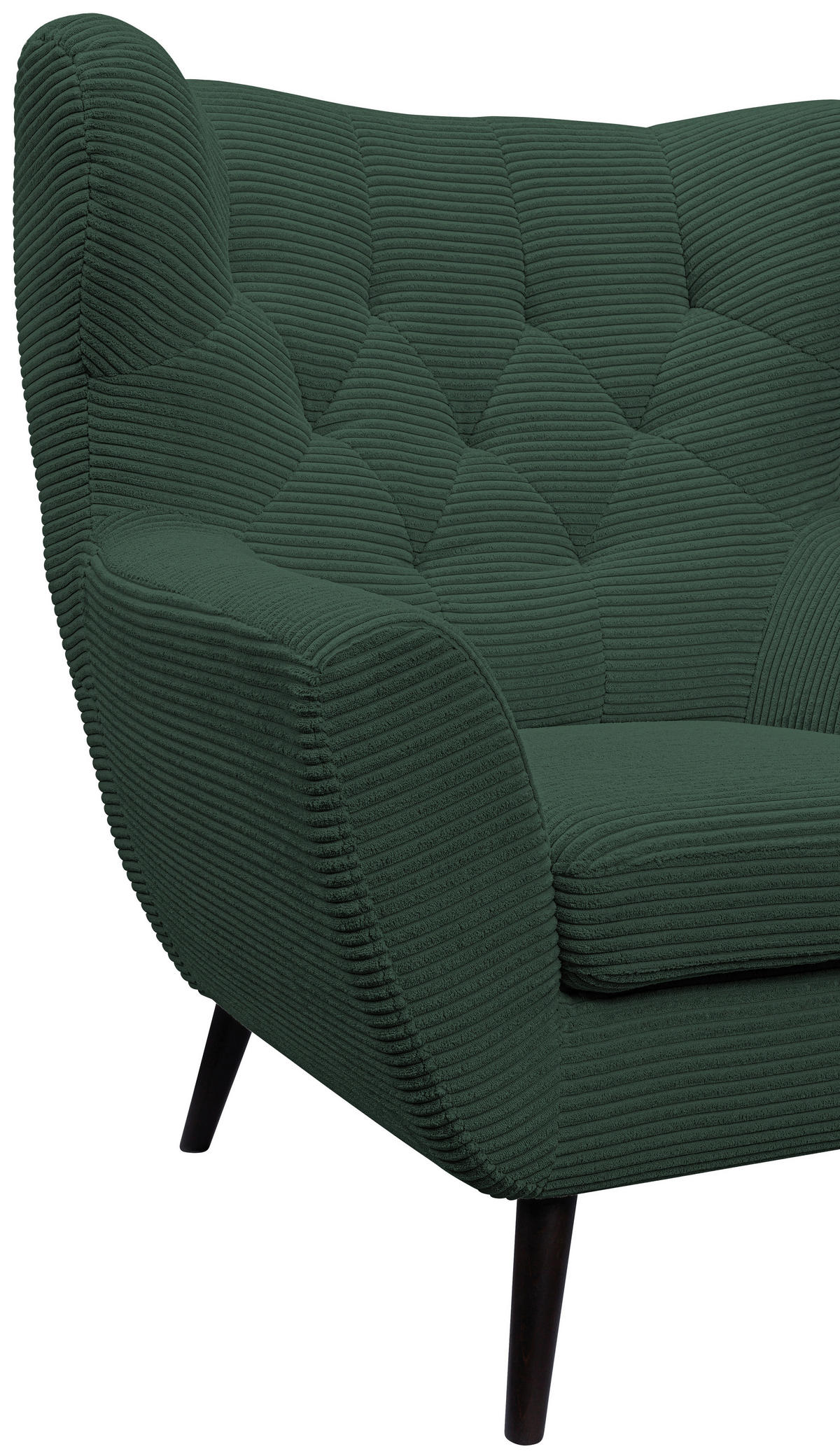 SESSEL Cord Grün    - Schwarz/Grün, Design, Holz/Textil (87/101/95cm) - Stylife