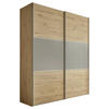 SCHWEBETÜRENSCHRANK in Hellgrau, Eiche Artisan  - Hellgrau/Alufarben, Holzwerkstoff/Metall (200/222/68cm) - Moderano