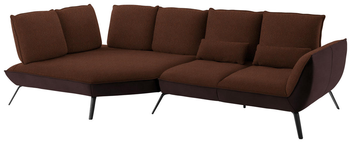ECKSOFA in Flachgewebe Kupferfarben  - Schwarz/Kupferfarben, Design, Textil/Metall (169/320cm) - Moderano