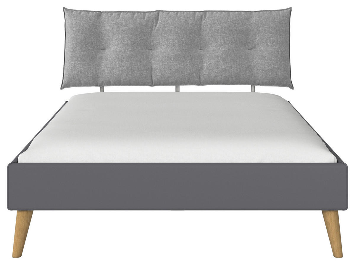 BETT 160/200 cm,  in Grau,  - Wildeiche/Grau, Design, Holz/Textil (160/200cm) - Carryhome