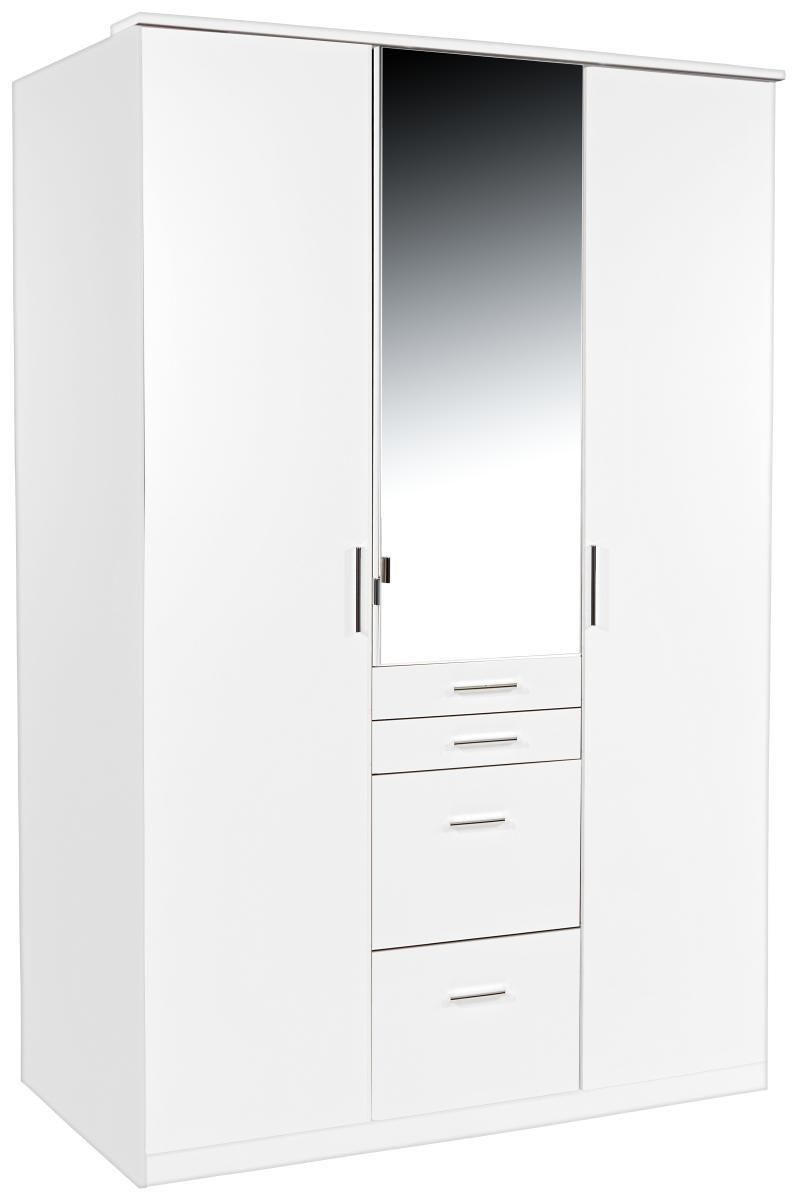KLEIDERSCHRANK 135/198/58 cm 3-türig Weiß  - Alufarben/Weiß, KONVENTIONELL, Holzwerkstoff/Kunststoff (135/198/58cm) - MID.YOU