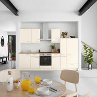 KÜCHENBLOCK Touch 300 cm  in Eichefarben, Magnolie  - Edelstahlfarben/Eichefarben, MODERN, Holzwerkstoff/Metall (300cm) - Nobilia