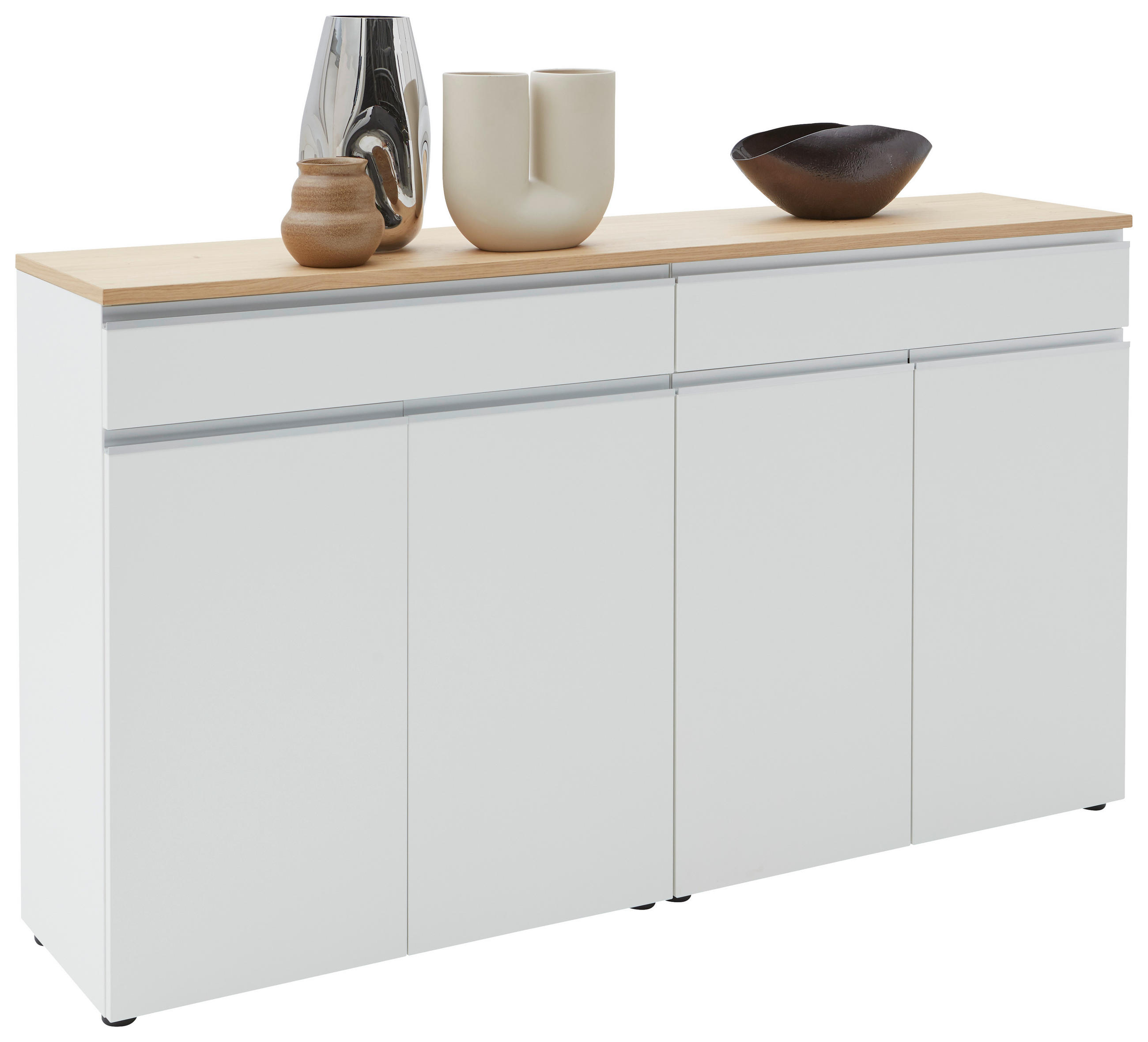 SIDEBOARD 180/102/41 cm  in Weiß  - Eichefarben/Silberfarben, Design, Holz/Holzwerkstoff (180/102/41cm) - Dieter Knoll