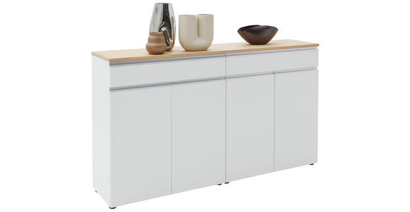 SIDEBOARD 180/102/41 cm in Weiß - Eichefarben/Silberfarben, Design, Holz/Holzwerkstoff (180/102/41cm) - Dieter Knoll