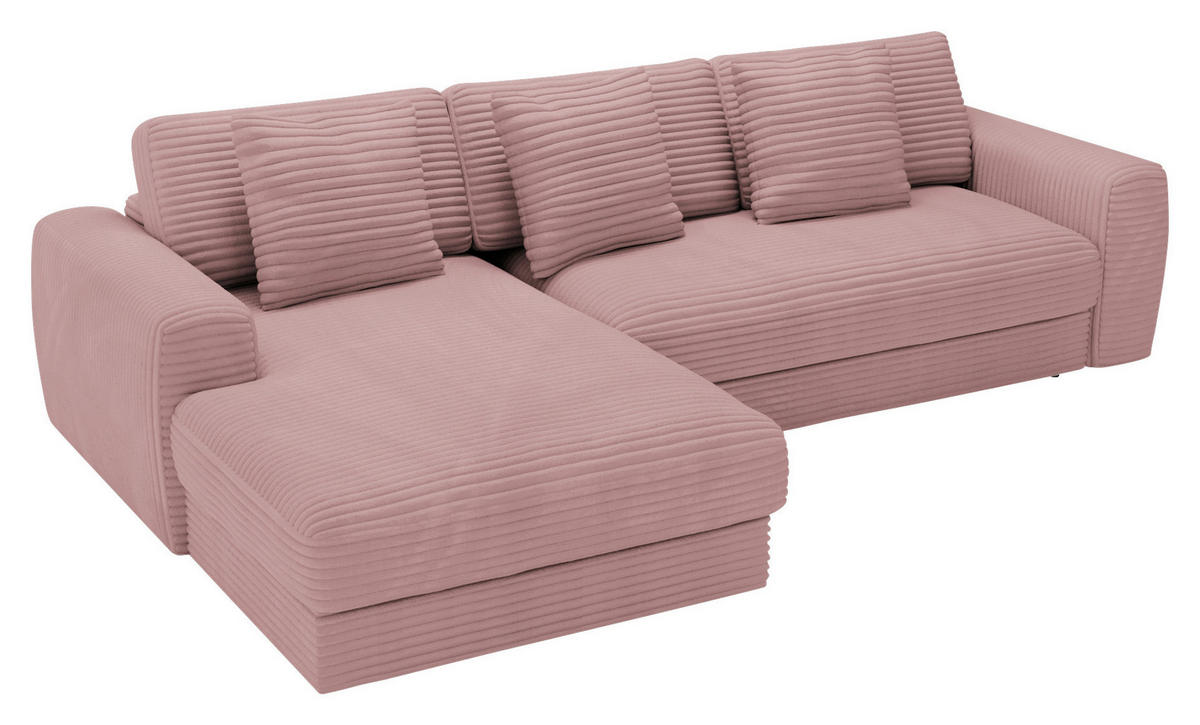 ECKSOFA in Cord Altrosa  - Schwarz/Altrosa, Modern, Kunststoff/Textil (182/302cm) - Carryhome
