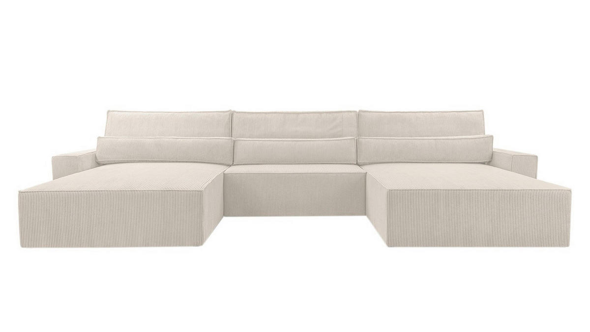 WOHNLANDSCHAFT BRAZIL U in Creme  - Creme/Schwarz, Design, Kunststoff/Textil (200/410/200cm) - MID.YOU