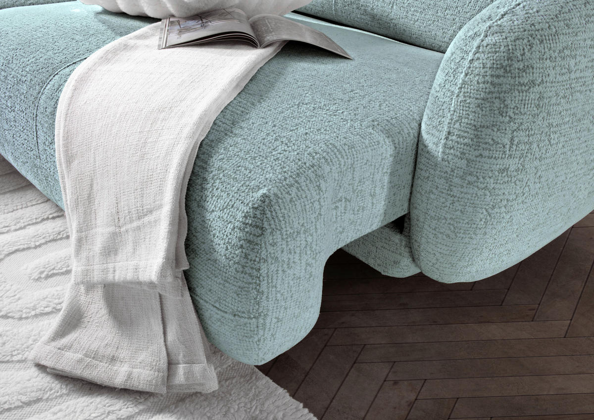 ECKSOFA  in Flachgewebe Mintgrün Zierkissen, Rücken echt, Sitztiefenverstellung  162/275 cm  - Schwarz/Mintgrün, MODERN, Kunststoff/Textil (162/275cm) - Carryhome