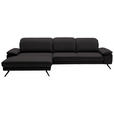 ECKSOFA Dieter Knoll in Echtleder Dunkelbraun Kopfteilverstellung  193/332 cm  - Dunkelbraun/Schwarz, Design, Leder/Metall (193/332cm) - Dieter Knoll