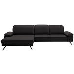 ECKSOFA Dieter Knoll in Echtleder Dunkelbraun  193/332 cm  - Dunkelbraun/Schwarz, Design, Leder/Metall (193/332cm) - Dieter Knoll
