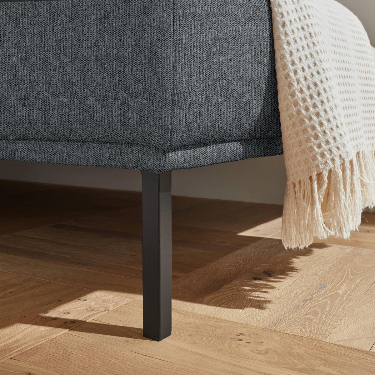 ECKSOFA Flachgewebe Anthrazit  - Anthrazit/Schwarz, Design, Textil/Metall (308/270cm) - Pure Home Lifestyle