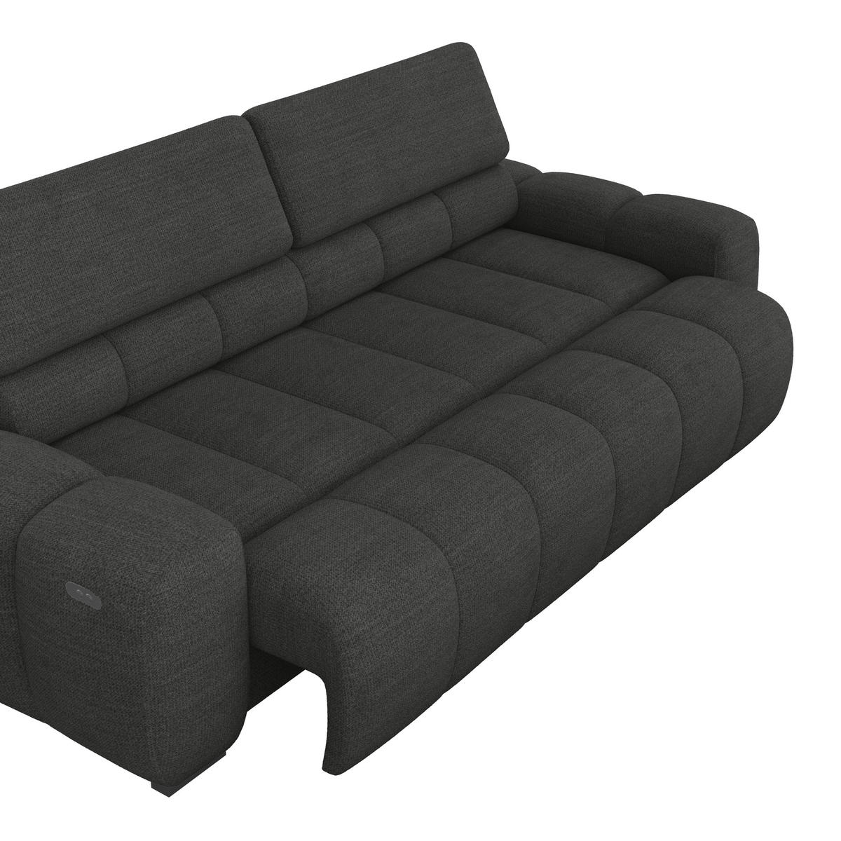 BIGSOFA inkl. mot. Funktion Webstoff Schwarz  - Schwarz, Design, Kunststoff/Textil (248/77-97/108cm) - Welnova