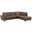 ECKSOFA in Mikrofaser Dunkelbraun  - Wildeiche/Dunkelbraun, Natur, Holz/Textil (286/236cm) - Voleo