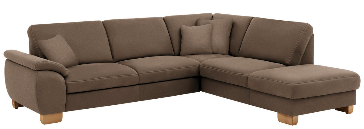 ECKSOFA in Mikrofaser Dunkelbraun  286/236 cm  - Wildeiche/Dunkelbraun, Natur, Holz/Textil (286/236cm) - Voleo