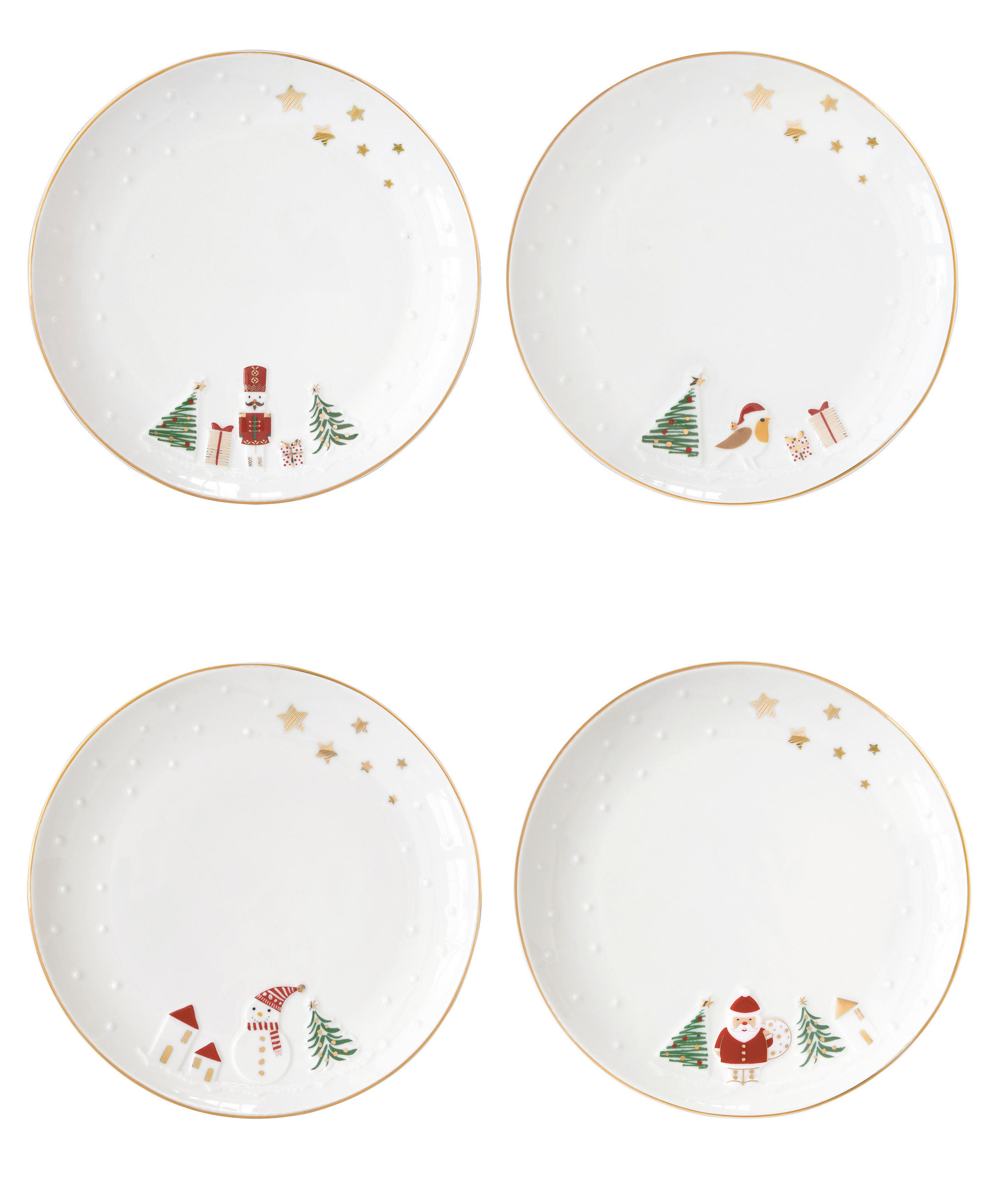 DESSZERTES TÁNYÉR 16 cm  - piros/aranyszínű, Basics, kerámia (16cm) - Easy Life