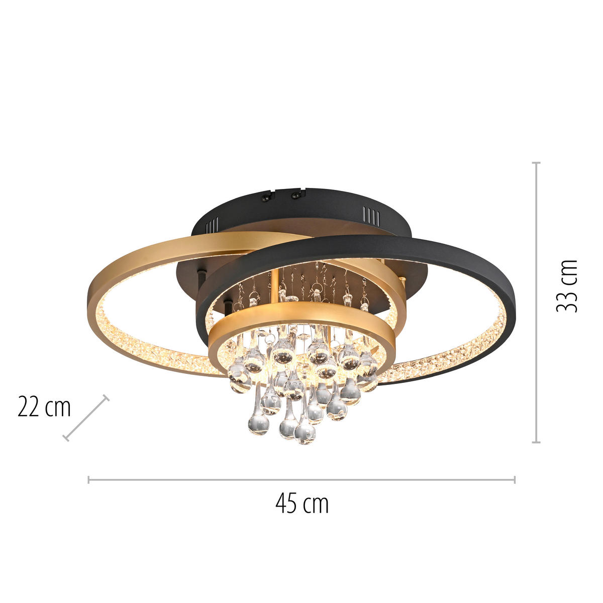 PLAFONIERĂ CU LED - negru/alămiu, Design, plastic/metal (45/33/22cm)