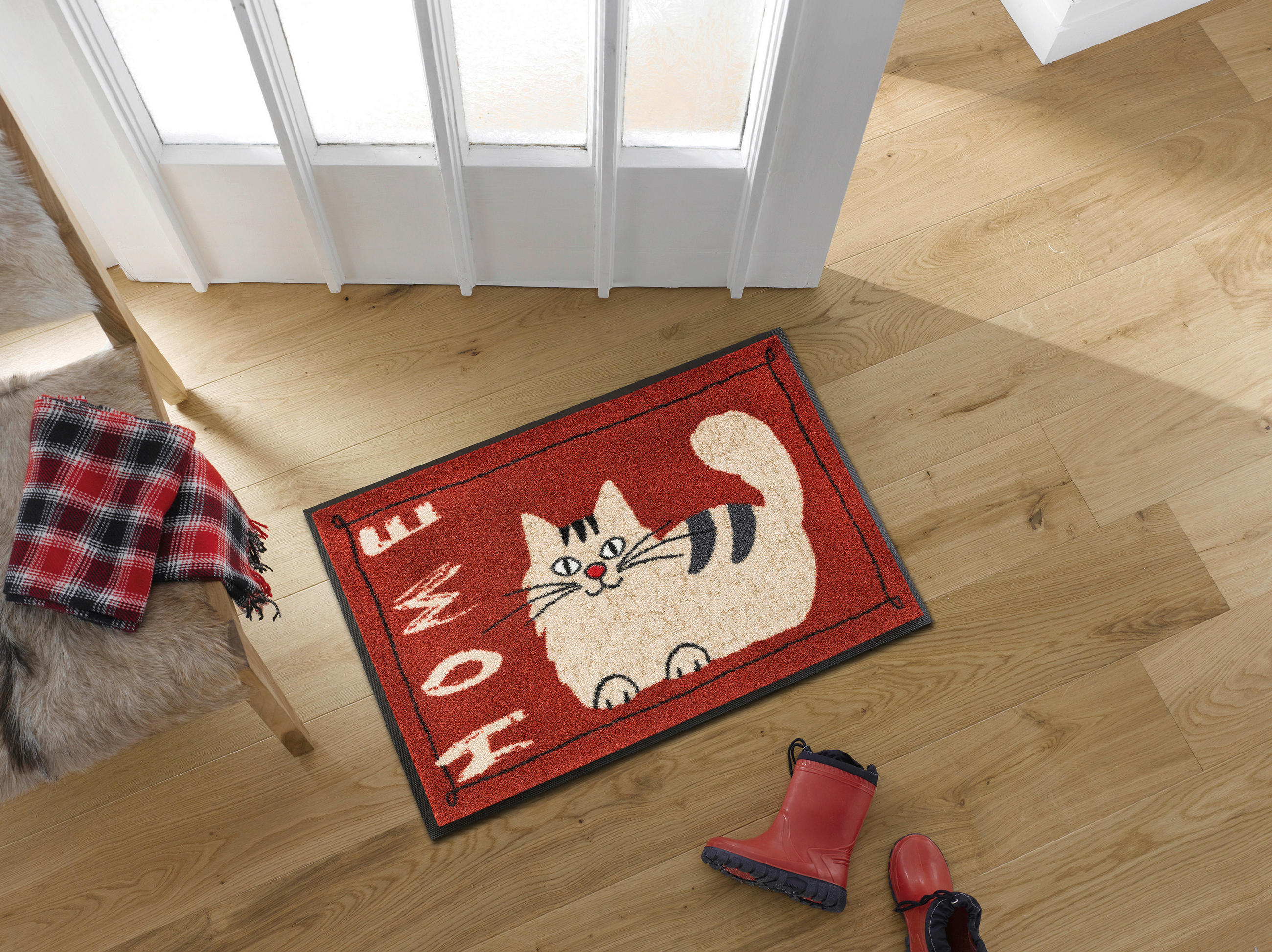 FUßMATTE  50/75 cm  Rot, Beige  - Beige/Rot, KONVENTIONELL, Kunststoff/Textil (50/75cm) - Esposa