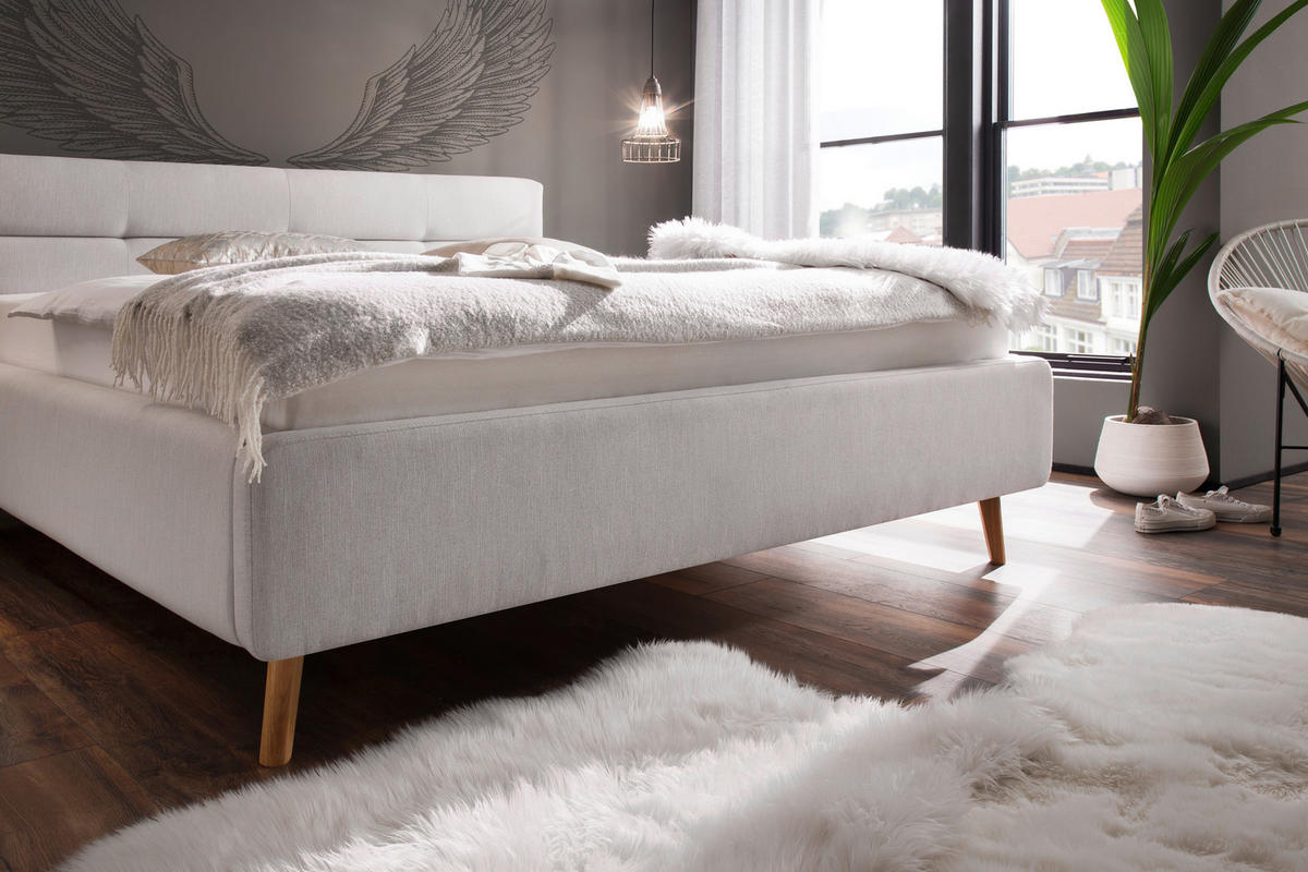 POLSTERBETT 160/200 cm  in Hellgrau  - Eichefarben/Birkefarben, Konventionell, Holz/Textil (160/200cm) - Boxxx