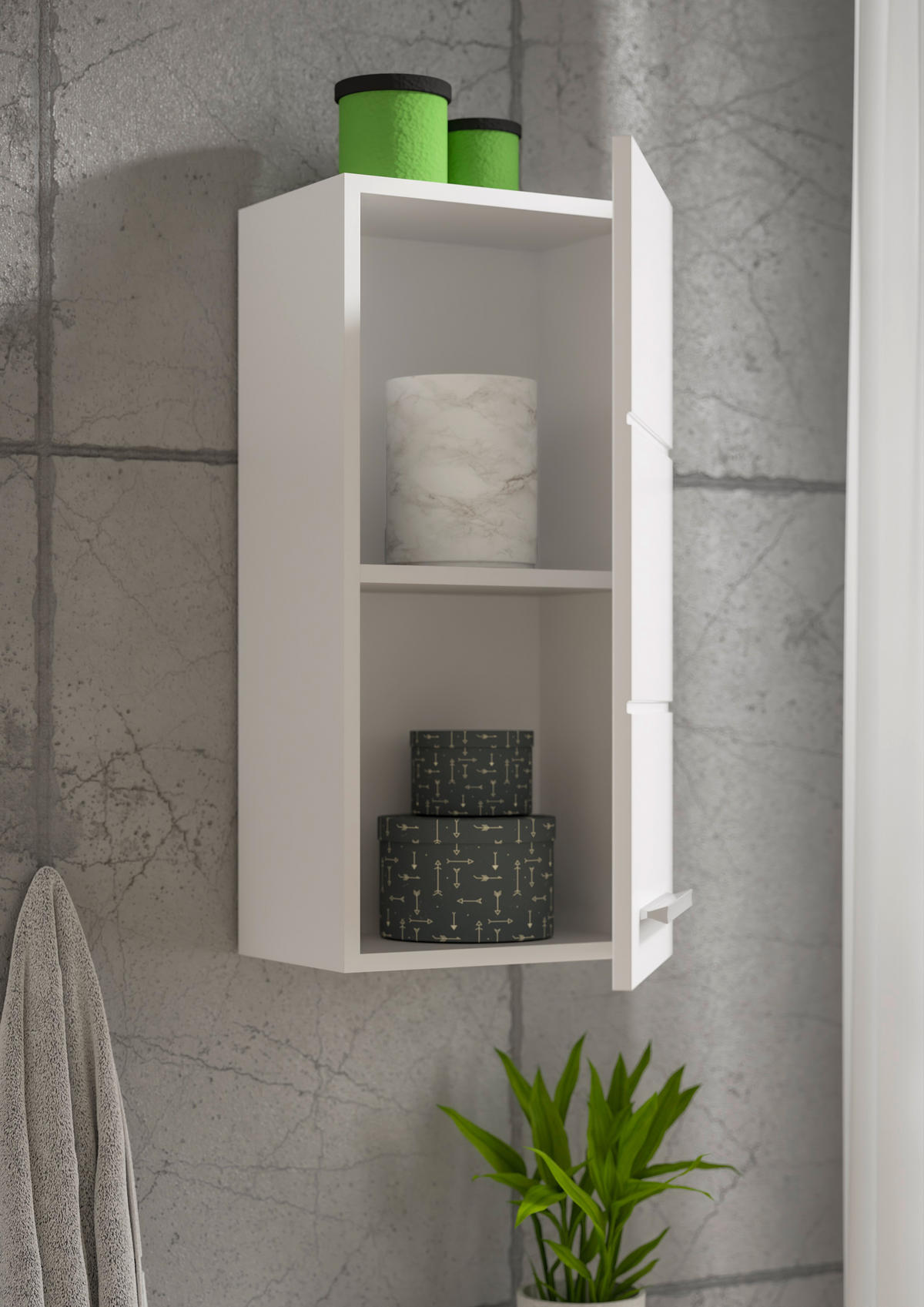 HÄNGESCHRANK 34/70/23 cm  - Chromfarben/Weiß Hochglanz, MODERN, Holzwerkstoff/Kunststoff (34/70/23cm) - MID.YOU