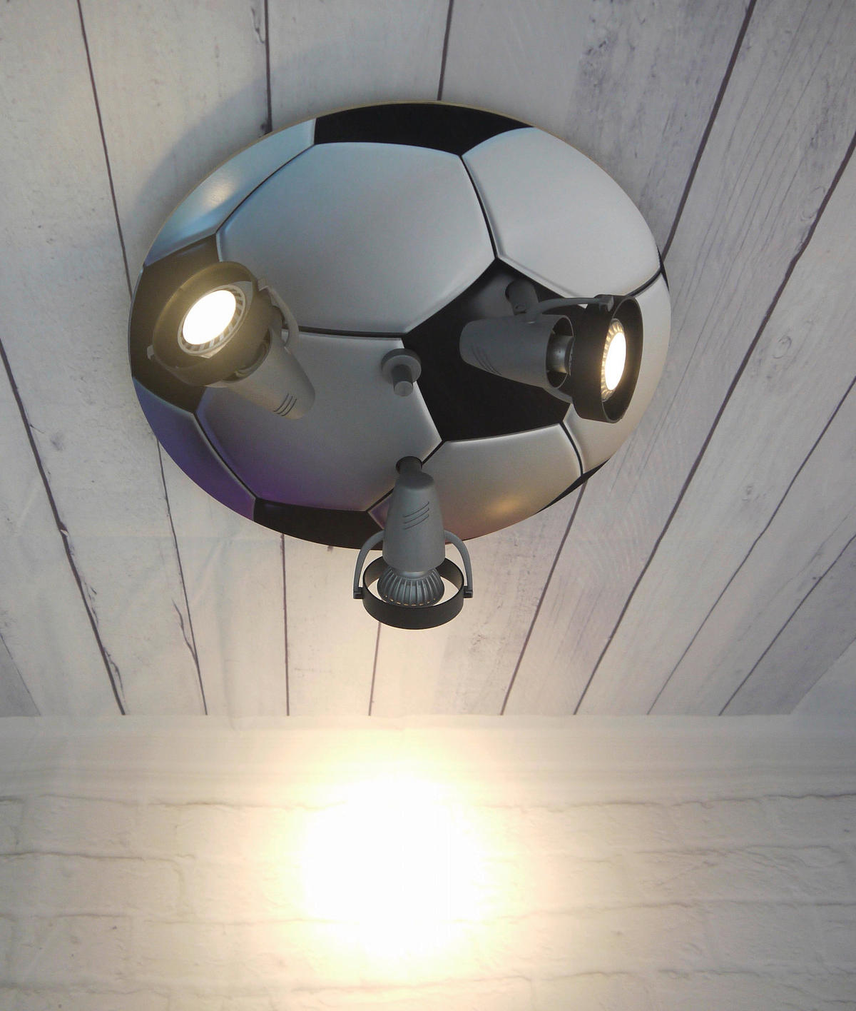 KINDERDECKENLEUCHTE Fußball 35 cm  - Schwarz/Weiß, Basics, Holz/Kunststoff (35cm)