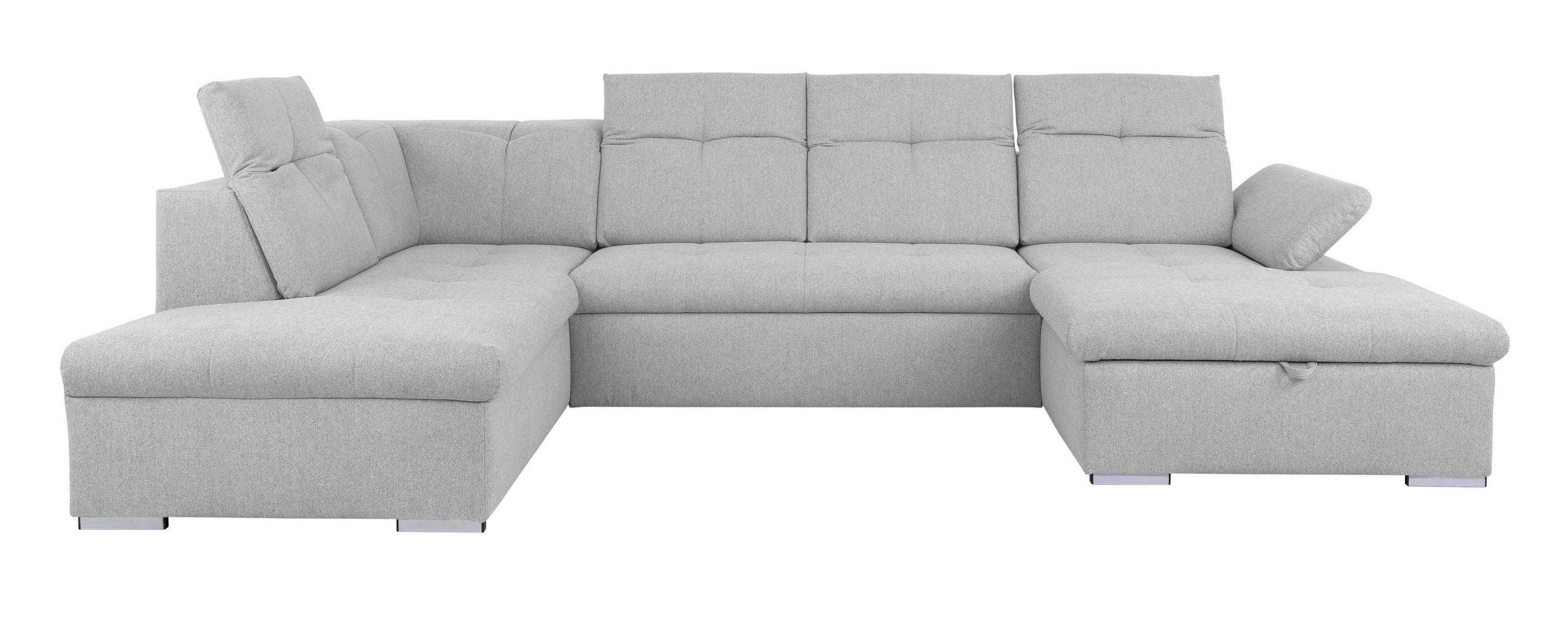 WOHNLANDSCHAFT Hellgrau  - Hellgrau/Grau, Design, Textil/Metall (215/328/173cm) - MID.YOU