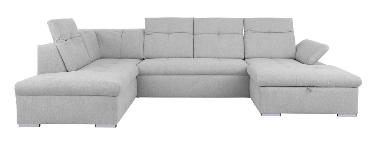 WOHNLANDSCHAFT Hellgrau  - Hellgrau/Grau, Design, Textil/Metall (215/328/173cm) - MID.YOU