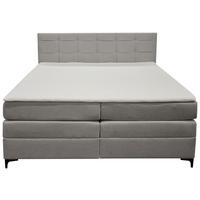 BOXSPRINGBETT 200/200 cm,  in Hellgrau, H3 = fest  - Hellgrau/Schwarz, KONVENTIONELL, Kunststoff/Textil (200/200cm)