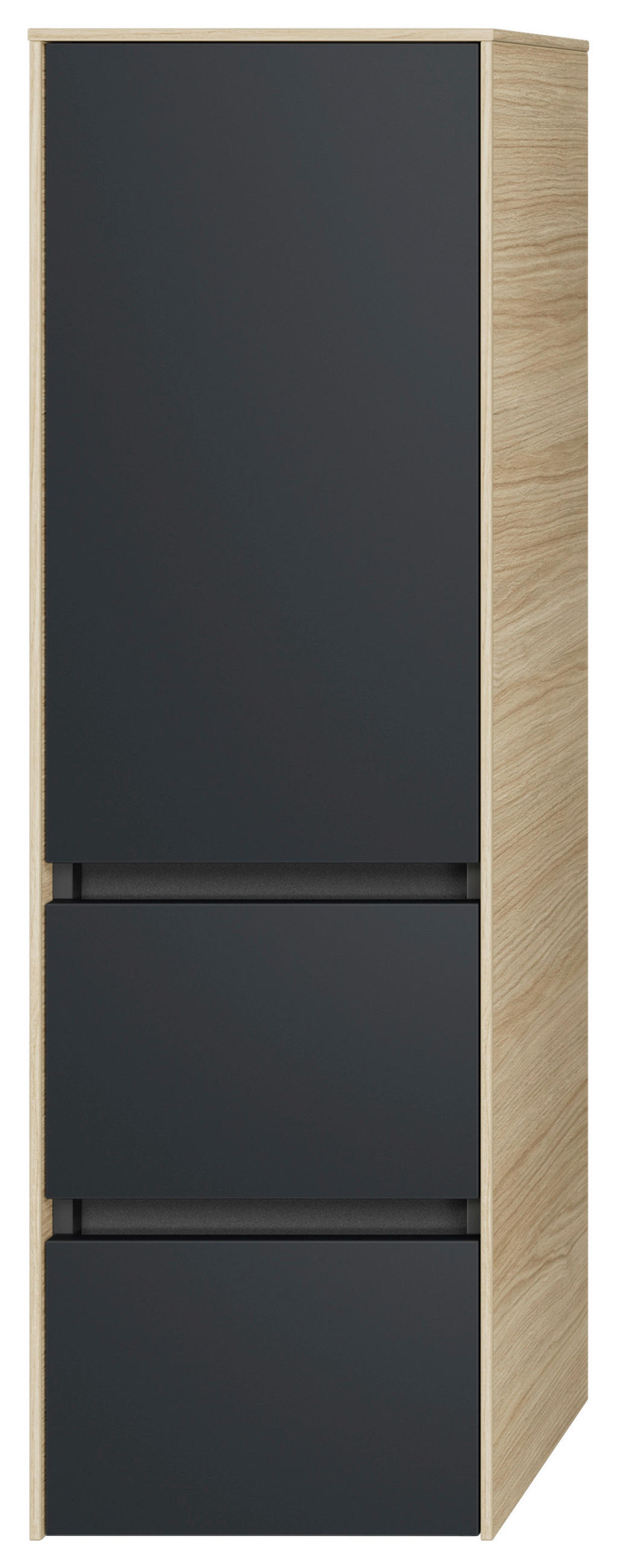 MIDISCHRANK 37/121/33 cm  - Eichefarben/Schwarz, MODERN, Glas/Holzwerkstoff (37/121/33cm) - Dieter Knoll