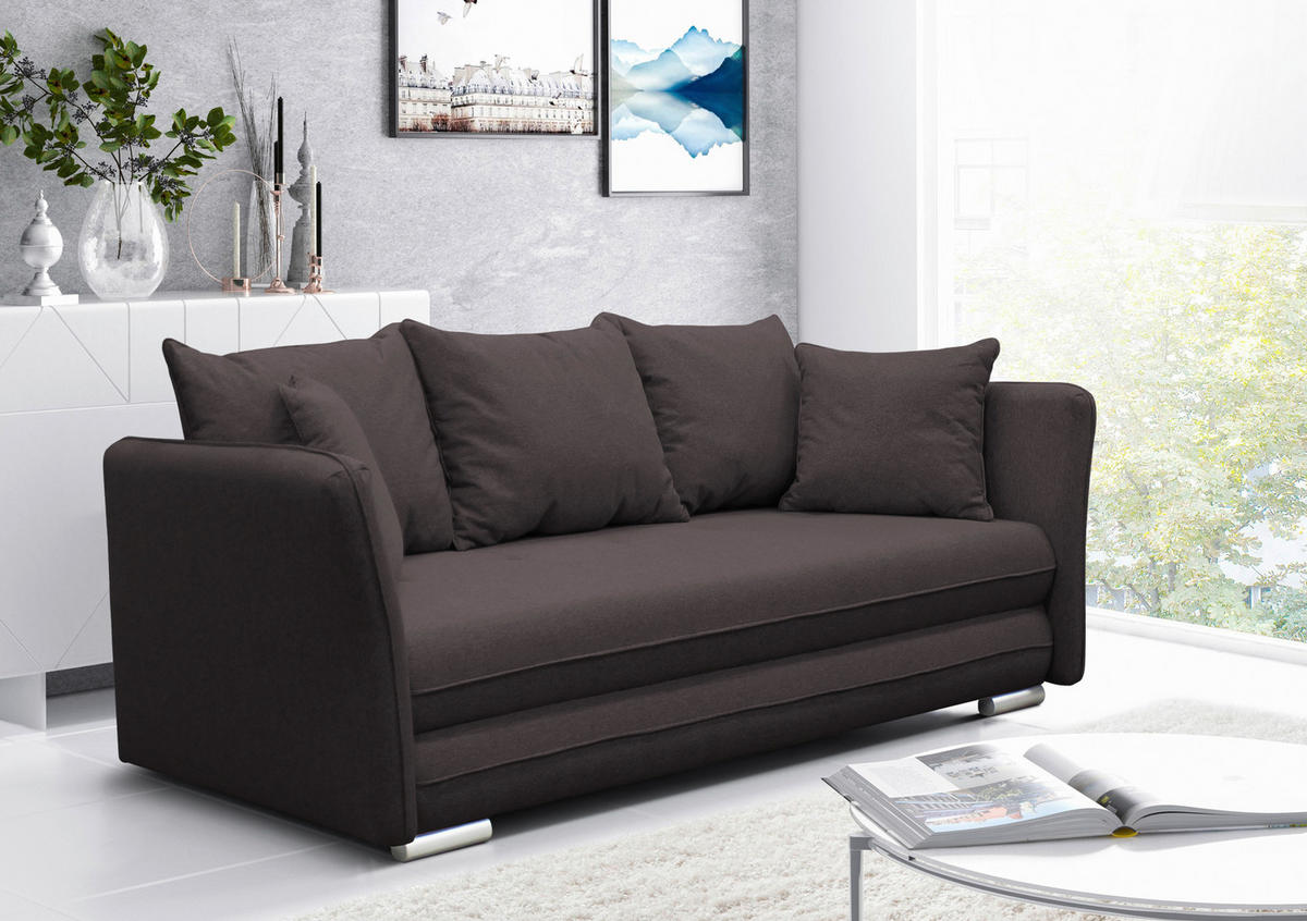 SCHLAFSOFA  mit Webstoff Dunkelbraun  - Dunkelbraun/Silberfarben, Design, Kunststoff/Textil (235/83/106cm) - MID.YOU