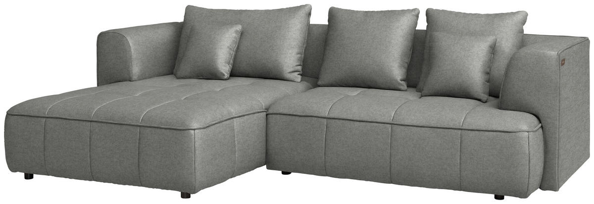 ECKSOFA Webstoff Grau  - Schwarz/Grau, Design, Kunststoff/Textil (188/288cm) - Welnova