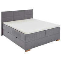BOXSPRINGBETT 180/200 cm,  in Grau, Bettkasten, Topper, H3 = fest  - Eichefarben/Grau, KONVENTIONELL, Holz/Textil (180/200cm) - Boxxx