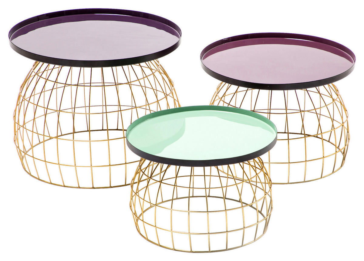 BEISTELLTISCHSET Metall  - Pflaume/Violett, Design, Metall - Kayoom