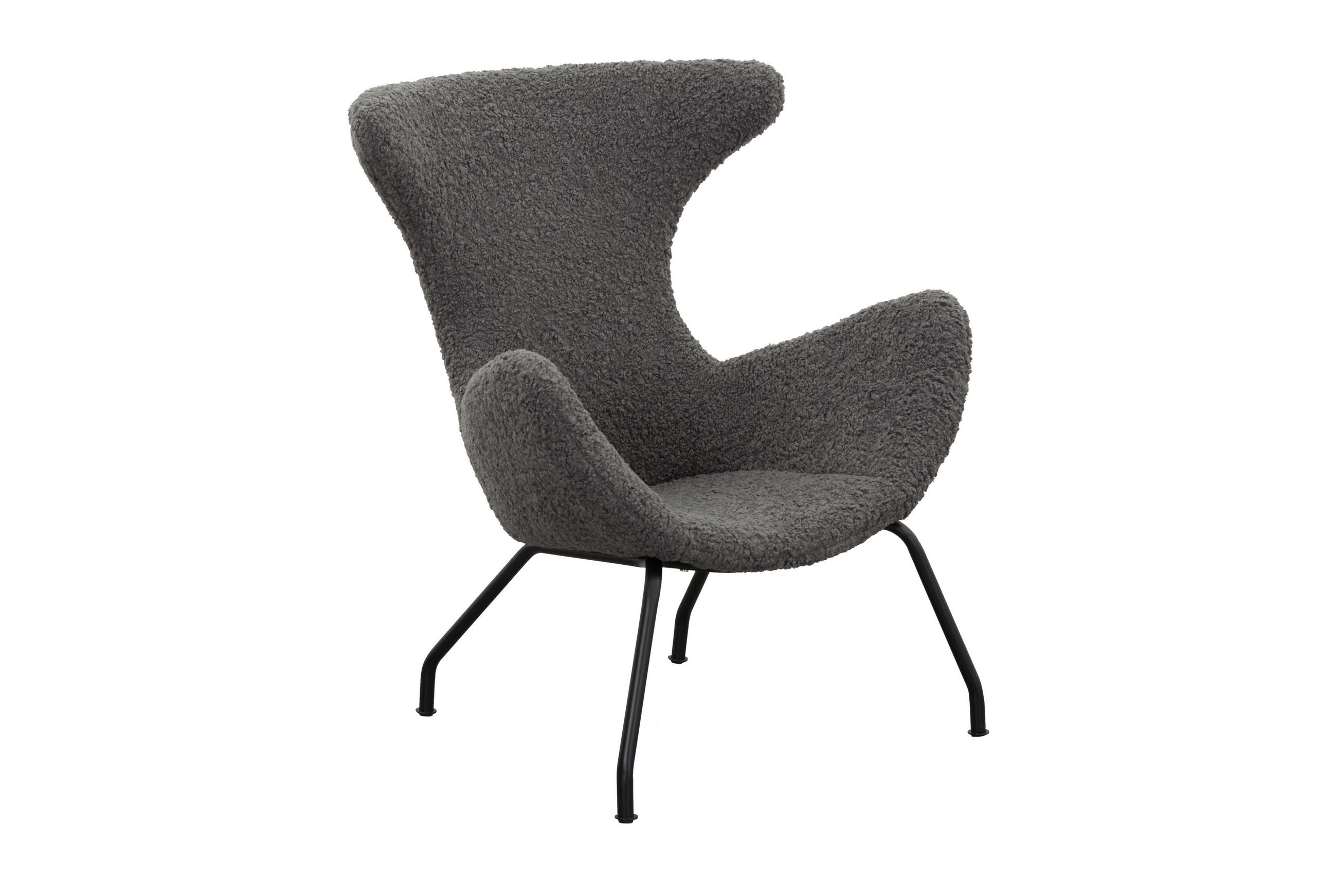 RELAXSESSEL Teddystoff    - Schwarz/Grau, MODERN, Textil/Metall (77/95/62cm) - Livetastic