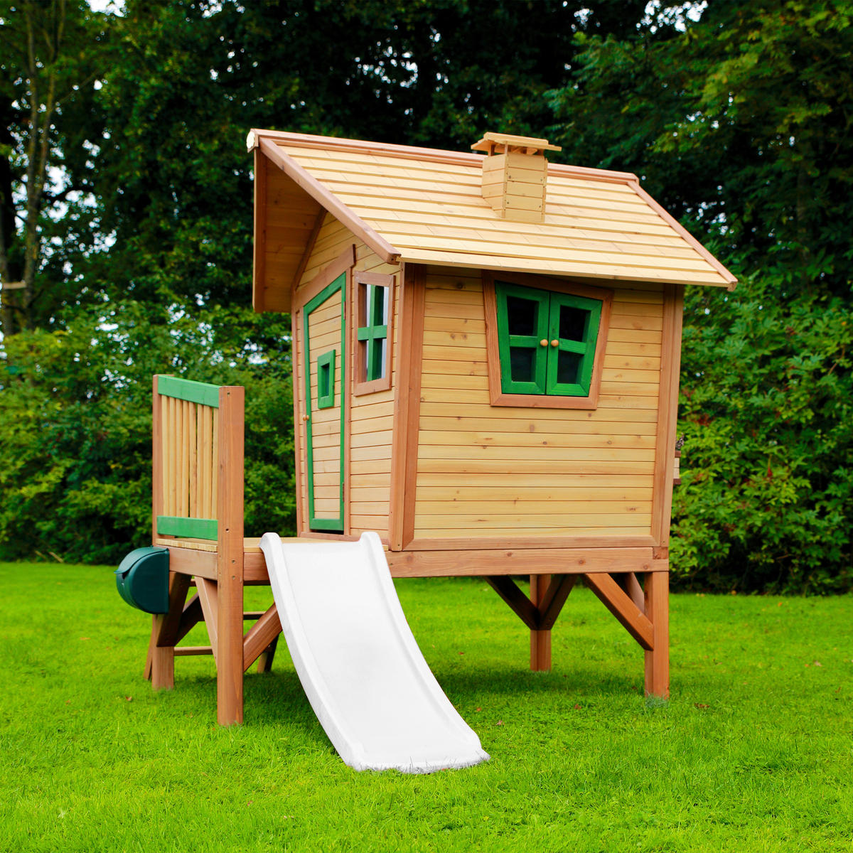 SPIELHAUS 264/203/177 cm  - Braun/Weiß, KONVENTIONELL, Holz/Kunststoff (264/203/177cm) - Ambia Garden
