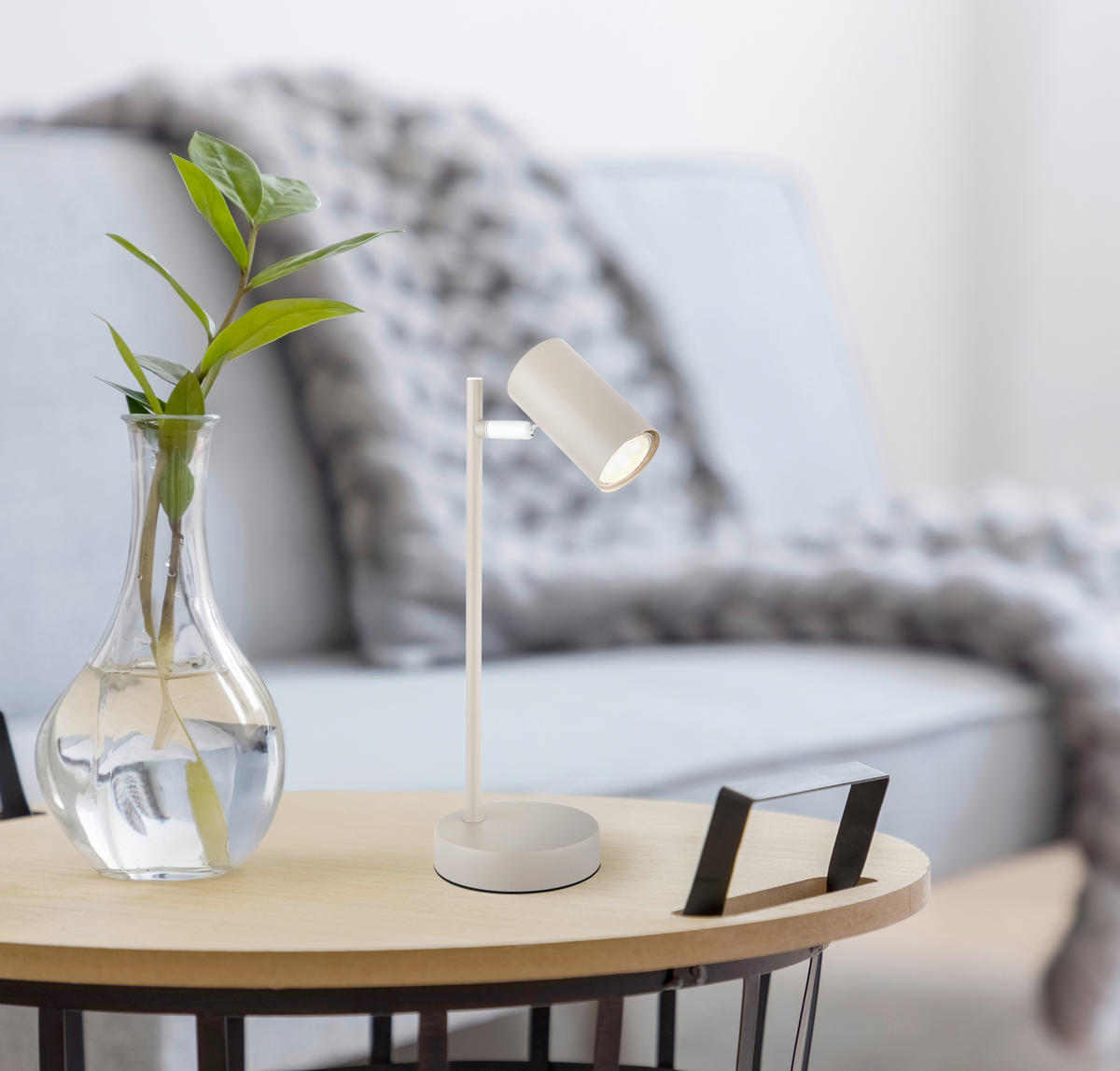 TISCHLEUCHTE 13,2/35 cm   - Sandfarben/Weiß, Design, Metall (13,2/35cm) - Globo