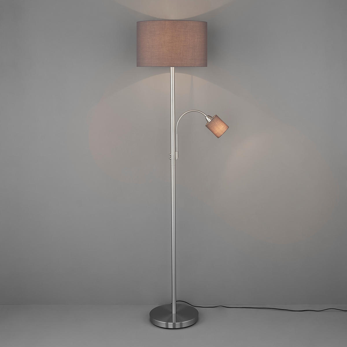 STOJACIA LAMPA, 40/170 cm  - sivá/niklová, Konventionell, kov/textil (40/170cm) - Trio Leuchten