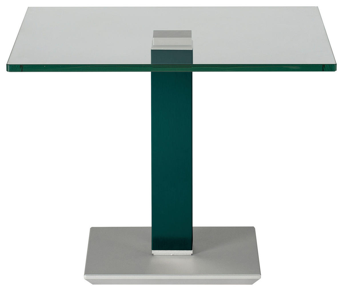 BEISTELLTISCH 60/60/46-65 cm Blau, Grün, Edelstahlfarben quadratisch  - Blau/Edelstahlfarben, Design, Glas/Kunststoff (60/60/46-65cm)