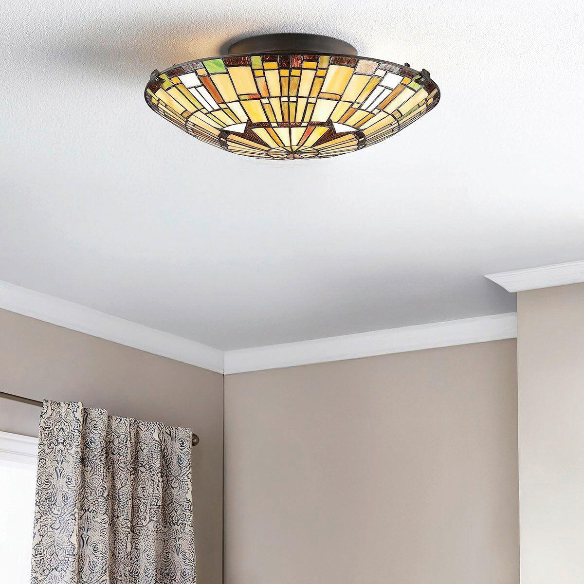 DECKENLEUCHTE  14,6/42,0 cm    - Dunkelbraun/Multicolor, Konventionell, Glas/Metall (14,6/42,0cm) - Elstead Lighting
