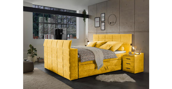 BOXSPRINGBETT 180/200 cm in Gelb - Gelb, KONVENTIONELL, Textil (180/200cm) - Carryhome