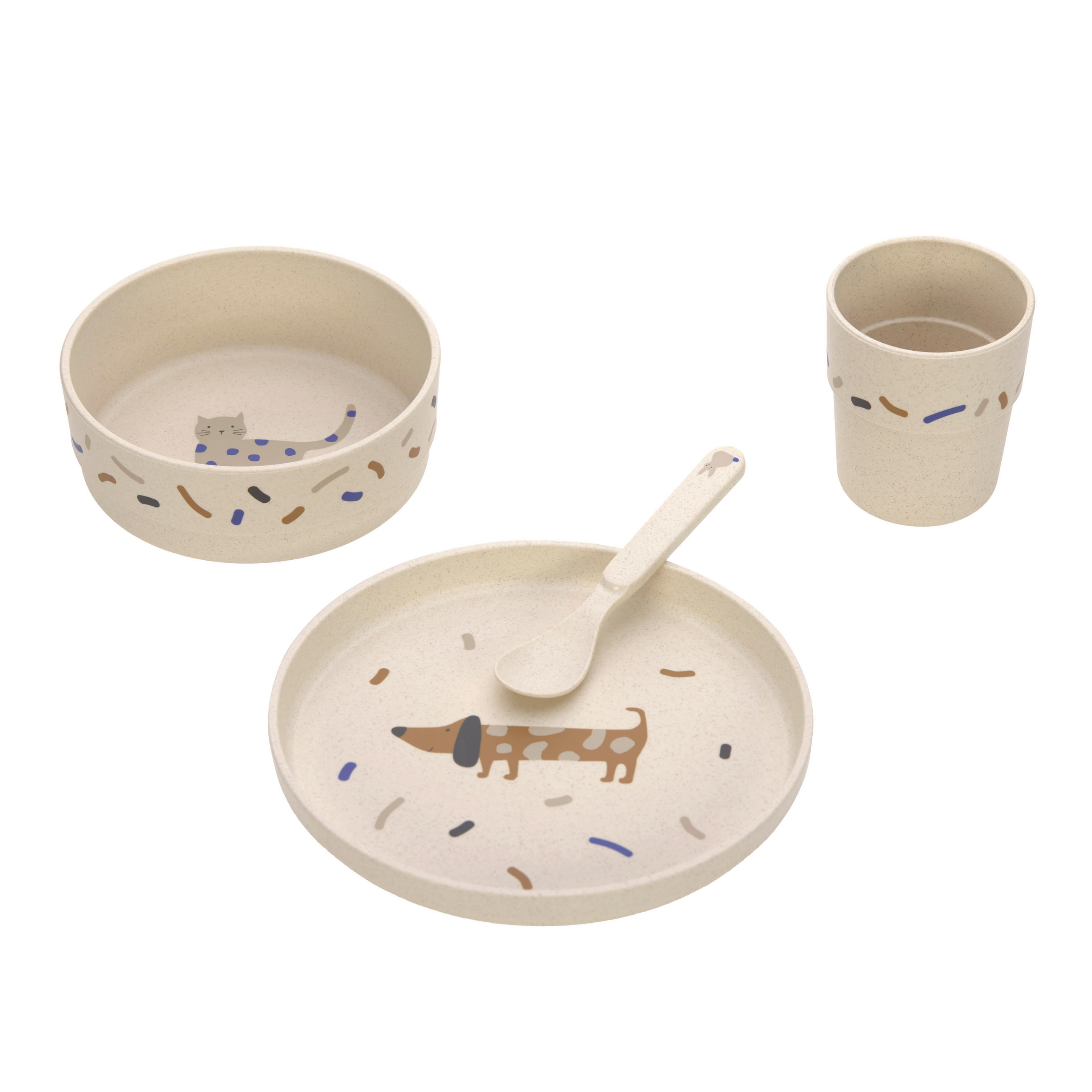 Lässig Kindergeschirrset Little Mateys Blau, Braun, Beige 7.2x26x22.7 cm