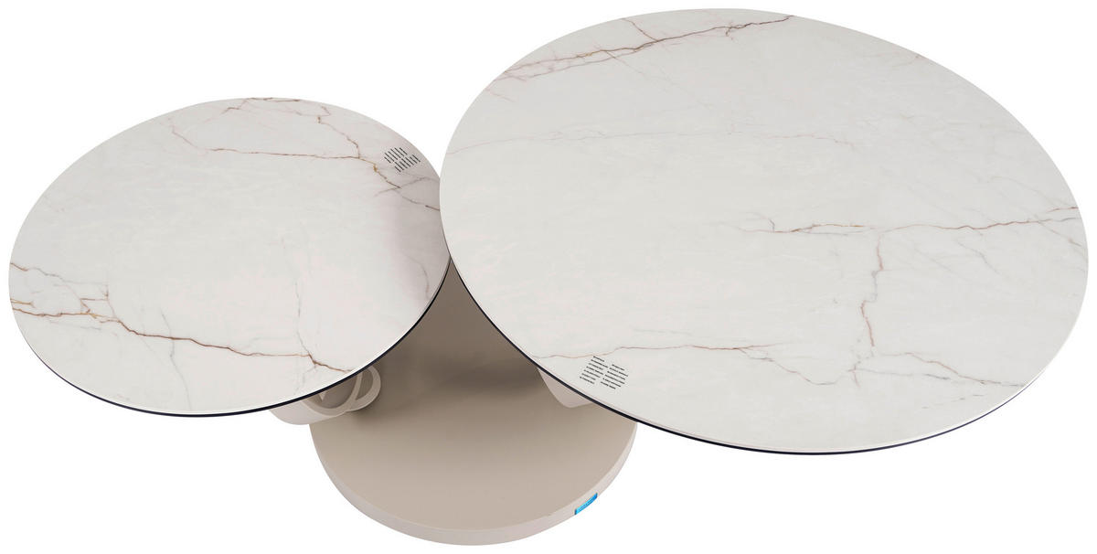 COUCHTISCH ESG 80-133,5/80/43 cm rund Weiß, Beige  - Beige/Weiß, Design, Glas/Keramik (80-133,5/80/43cm) - Dieter Knoll
