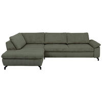 ECKSOFA in Cord, Velours Grün  - Schwarz/Grün, Design, Textil/Metall (197/291cm) - Beldomo Style