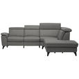 ECKSOFA in Echtleder Dunkelgrau  285/239 cm  - Dunkelgrau/Schwarz, Design, Leder/Metall (285/239cm) - Cantus