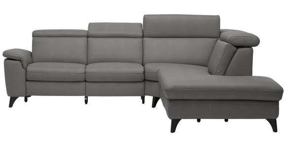 ECKSOFA in Echtleder Dunkelgrau  285/239 cm  - Dunkelgrau/Schwarz, Design, Leder/Metall (285/239cm) - Cantus