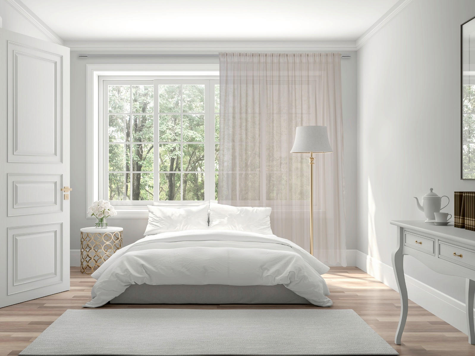 HÁLÓS FÜGGÖNY fm - szürkésfehér, Basics, textil (300cm)