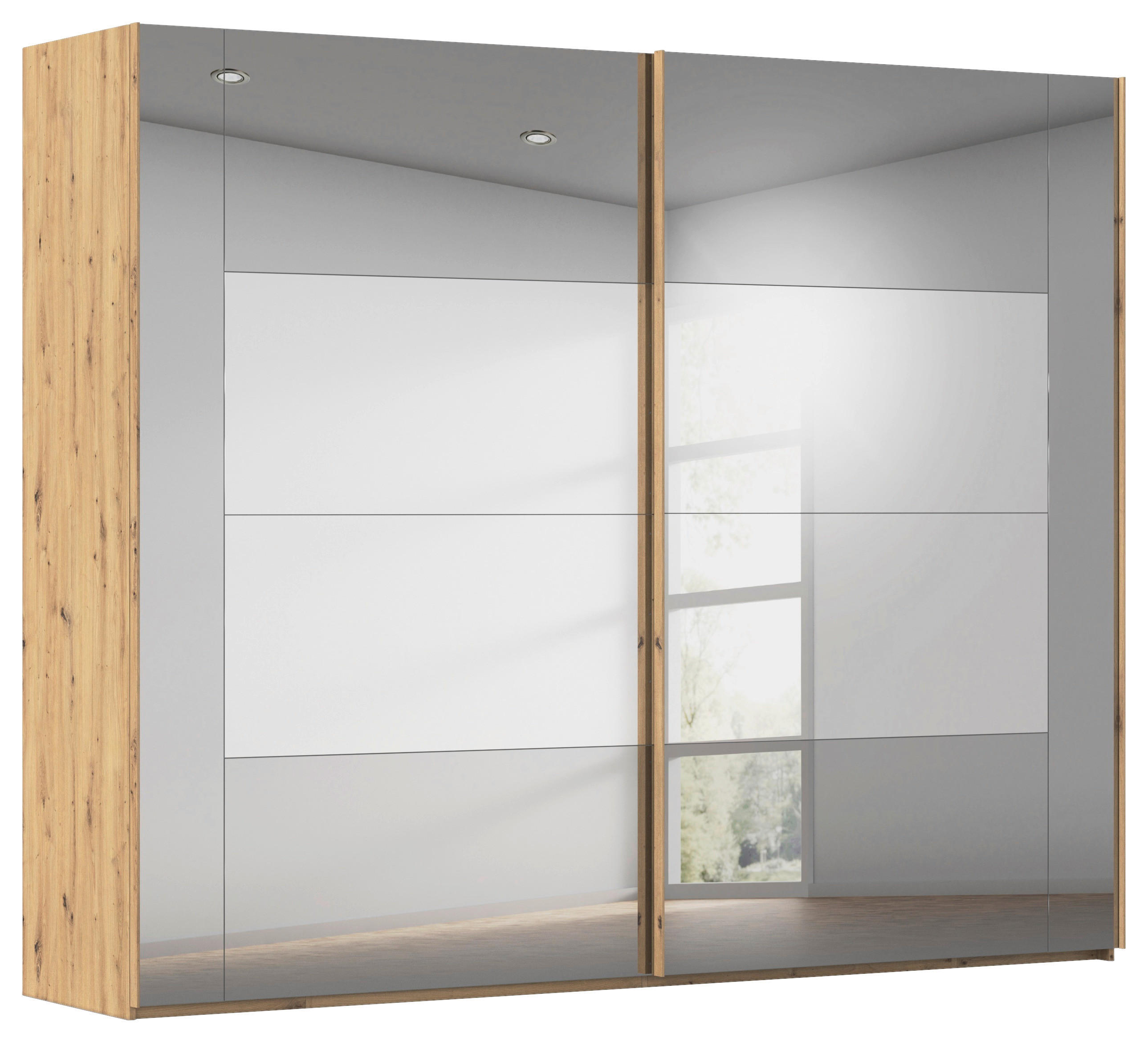 SCHWEBETÜRENSCHRANK 271/223/68 cm 2-türig Eiche Artisan  - Eiche Artisan, Design, Glas/Holzwerkstoff (271/223/68cm) - Xora