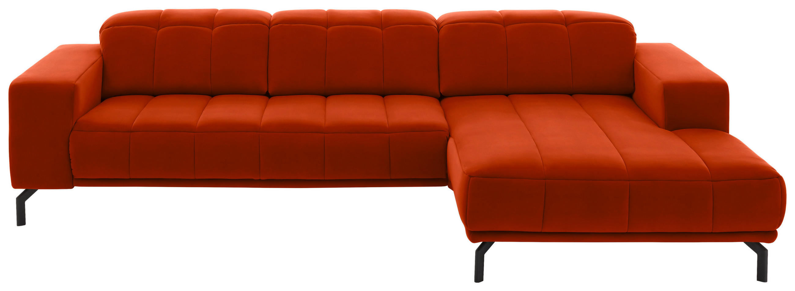 ECKSOFA Orange Velours  - Schwarz/Orange, Design, Textil/Metall (293/195cm) - Beldomo Style