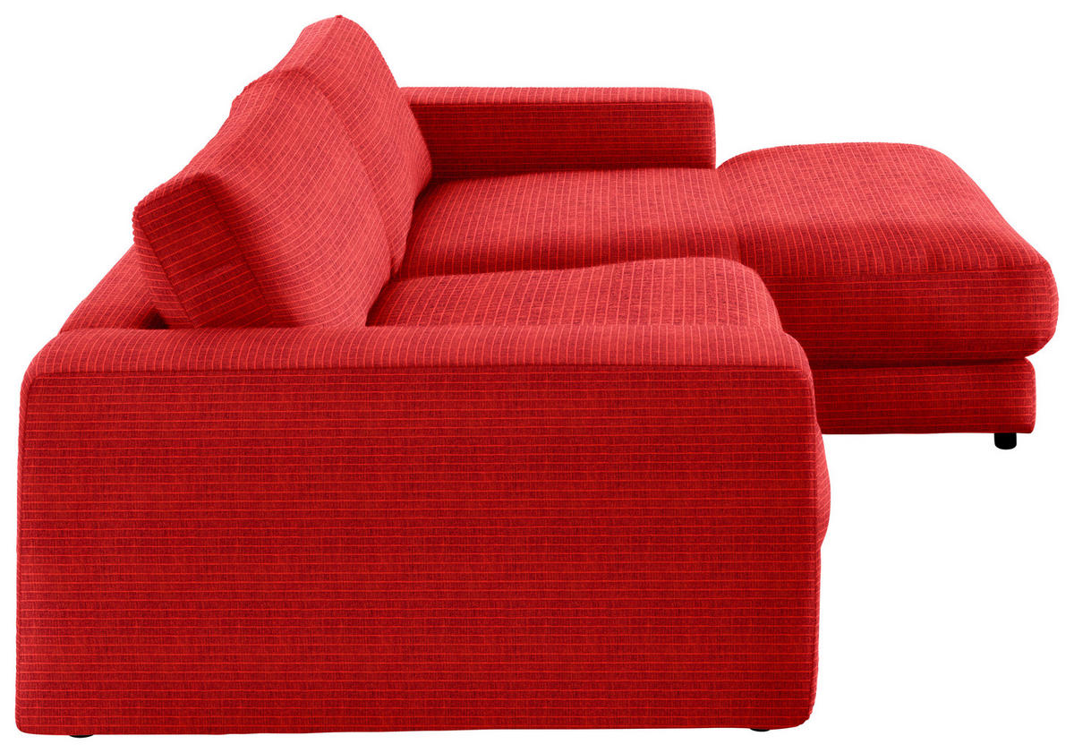 ECKSOFA in Chenille Orange  - Schwarz/Orange, Design, Kunststoff/Textil (270/190cm) - Lomoco