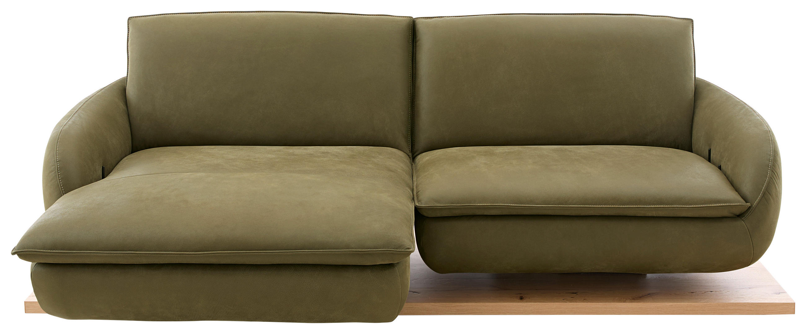 ECKSOFA Dunkelgrün Echtleder  - Wildeiche/Dunkelgrün, MODERN, Leder/Holz (130/234cm) - Koinor
