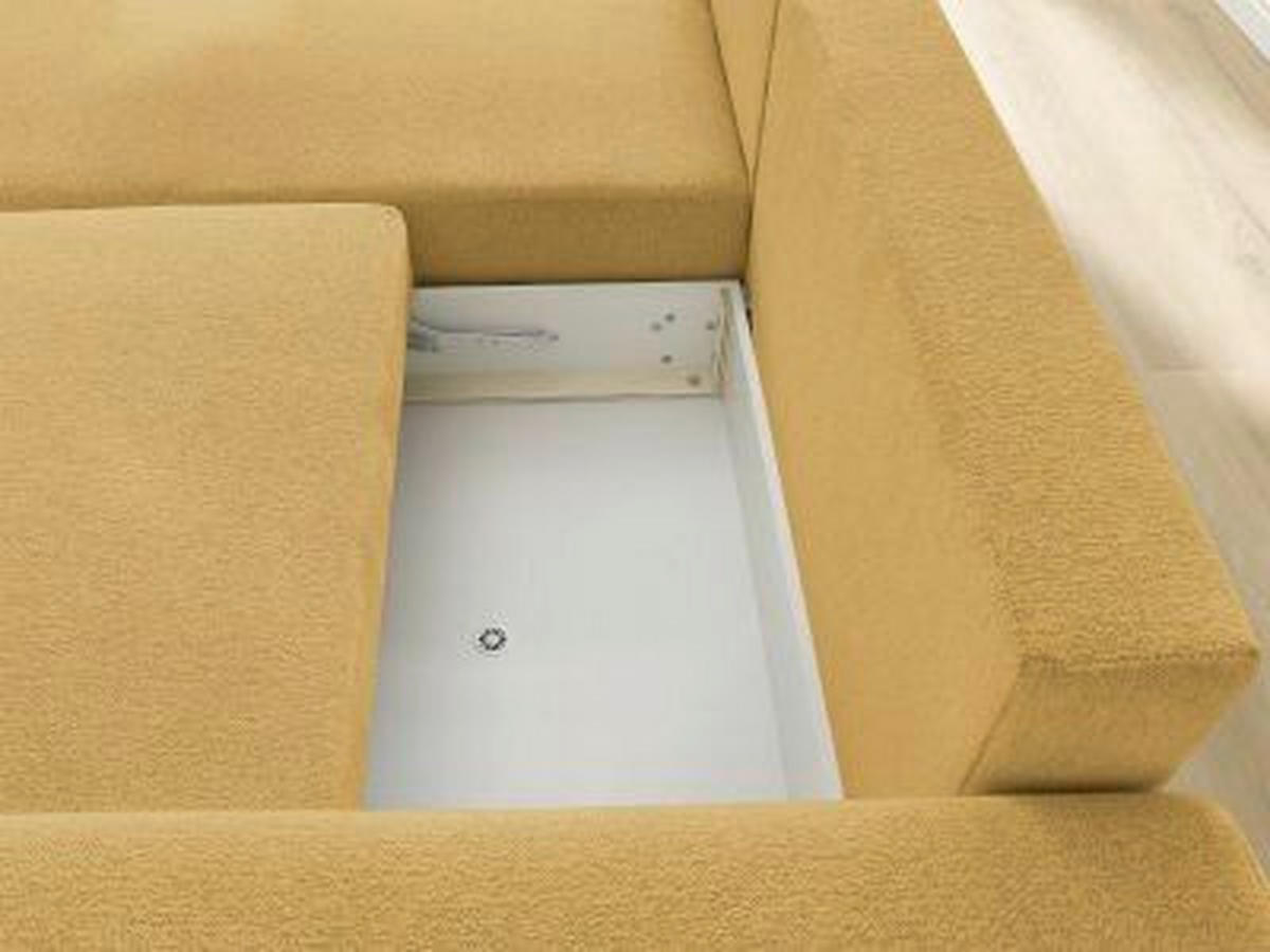 ECKSOFA Ottomane links  ATILLA Gelb Flachgewebe  - Gelb/Schwarz, MODERN, Kunststoff/Textil (149/244cm)